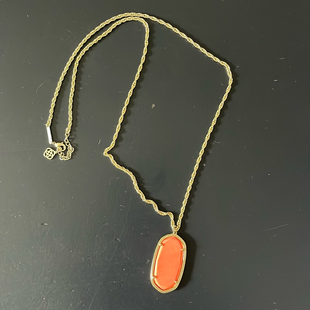 Kendra Scott Necklace - 18 inches - Gold - Coral pendant